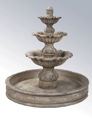 Regina Three Tier Pond Outdoor Cast Stone Garden Fountain Fountain Tuscan